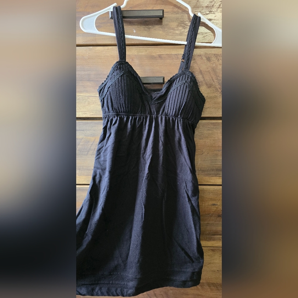 LEI Black V-Neck Top with Lace Detail